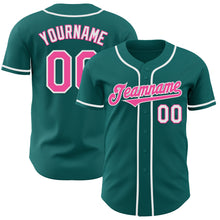 Load image into Gallery viewer, Custom Teal Pink-White Authentic Baseball Jersey
