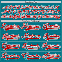 Load image into Gallery viewer, Custom Teal Red-White Hockey Jersey
