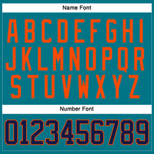 Load image into Gallery viewer, Custom Teal Navy-Orange Hockey Jersey
