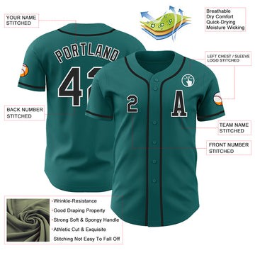 Custom Teal Black-White Authentic Baseball Jersey