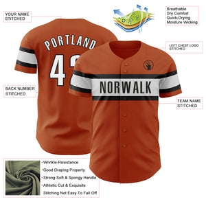 Custom Texas Orange White-Black Authentic Baseball Jersey