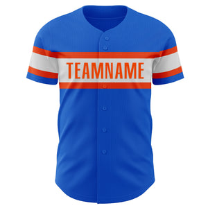 Custom Thunder Blue White-Orange Authentic Baseball Jersey