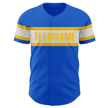 Custom Thunder Blue White-Yellow Authentic Baseball Jersey