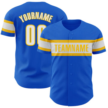 Custom Thunder Blue White-Yellow Authentic Baseball Jersey