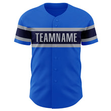 Load image into Gallery viewer, Custom Thunder Blue Navy-Gray Authentic Baseball Jersey
