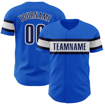 Custom Thunder Blue Navy-White Authentic Baseball Jersey