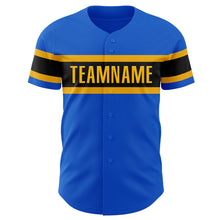 Load image into Gallery viewer, Custom Thunder Blue Gold-Black Authentic Baseball Jersey
