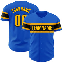 Load image into Gallery viewer, Custom Thunder Blue Gold-Black Authentic Baseball Jersey
