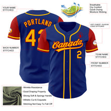 Load image into Gallery viewer, Custom Royal Gold-Red Authentic Two Tone Baseball Jersey
