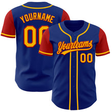 Load image into Gallery viewer, Custom Royal Gold-Red Authentic Two Tone Baseball Jersey
