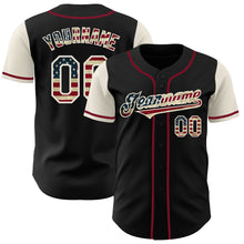 Load image into Gallery viewer, Custom Black Vintage USA Flag Cream-Crimson Authentic Two Tone Baseball Jersey
