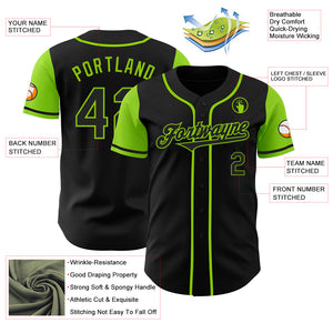 Custom Black Neon Green Authentic Two Tone Baseball Jersey