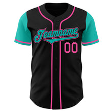 Load image into Gallery viewer, Custom Black Aqua-Pink Authentic Two Tone Baseball Jersey
