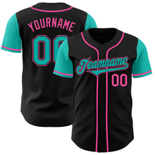 Load image into Gallery viewer, Custom Black Aqua-Pink Authentic Two Tone Baseball Jersey
