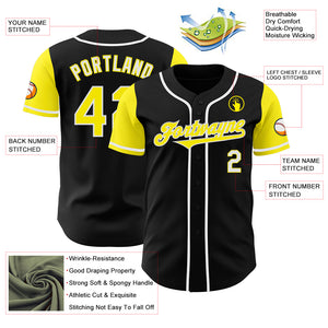 Custom Black Light Yellow-White Authentic Two Tone Baseball Jersey