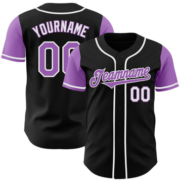 Custom Black Medium Purple-White Authentic Two Tone Baseball Jersey