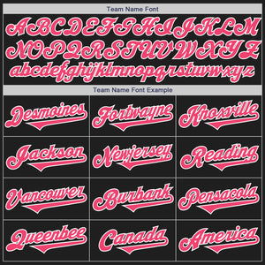 Custom Black Neon Pink-White Authentic Two Tone Baseball Jersey