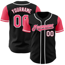 Load image into Gallery viewer, Custom Black Neon Pink-White Authentic Two Tone Baseball Jersey
