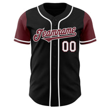 Load image into Gallery viewer, Custom Black Burgundy-White Authentic Two Tone Baseball Jersey
