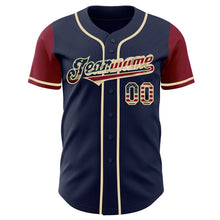 Load image into Gallery viewer, Custom Navy Vintage USA Flag Cream-Crimson Authentic Two Tone Baseball Jersey
