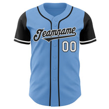 Load image into Gallery viewer, Custom Light Blue Black-White Authentic Two Tone Baseball Jersey
