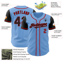 Load image into Gallery viewer, Custom Light Blue Black-Red Authentic Two Tone Baseball Jersey
