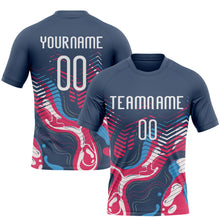 Load image into Gallery viewer, Custom Navy White Fluid Sublimation Volleyball Uniform Jersey
