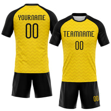 Load image into Gallery viewer, Custom Yellow Black Geometric Shape Sublimation Volleyball Uniform Jersey
