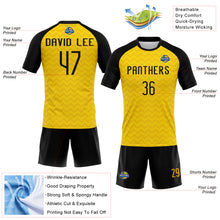 Load image into Gallery viewer, Custom Yellow Black Geometric Shape Sublimation Volleyball Uniform Jersey
