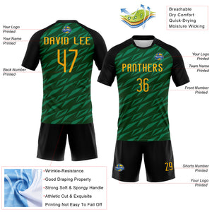 Custom Green Gold-Black Geometric Shape Sublimation Volleyball Uniform Jersey