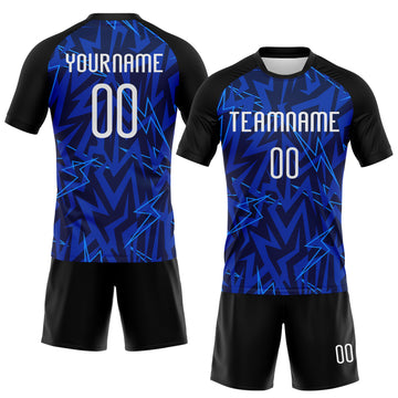 Custom Navy Thunder Blue-Black Lightning Sublimation Volleyball Uniform Jersey