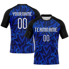 Load image into Gallery viewer, Custom Navy Thunder Blue-Black Lightning Sublimation Volleyball Uniform Jersey
