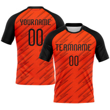 Load image into Gallery viewer, Custom Orange Black Line Sublimation Volleyball Uniform Jersey
