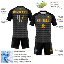 Load image into Gallery viewer, Custom Gray Gold-Black Geometric Shape Sublimation Volleyball Uniform Jersey
