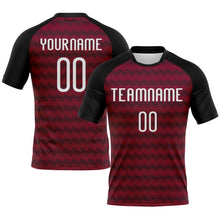 Load image into Gallery viewer, Custom Maroon White-Black Geometric Shape Sublimation Volleyball Uniform Jersey
