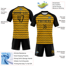 Load image into Gallery viewer, Custom Gold Black Geometric Shape Sublimation Volleyball Uniform Jersey
