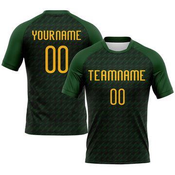 Custom Green Gold Geometric Shape Sublimation Volleyball Uniform Jersey