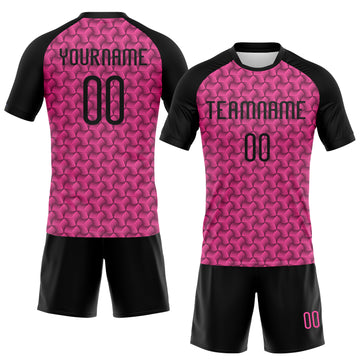 Custom Pink Black Geometric Shape Sublimation Volleyball Uniform Jersey