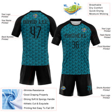 Load image into Gallery viewer, Custom Teal Black Geometric Shape Sublimation Volleyball Uniform Jersey
