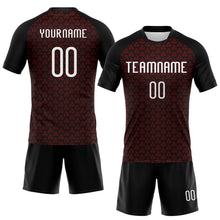 Load image into Gallery viewer, Custom Red White-Black Geometric Shape Sublimation Volleyball Uniform Jersey
