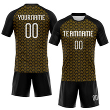 Load image into Gallery viewer, Custom Gold White-Black Geometric Shape Sublimation Volleyball Uniform Jersey
