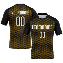 Load image into Gallery viewer, Custom Gold White-Black Geometric Shape Sublimation Volleyball Uniform Jersey
