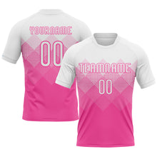 Load image into Gallery viewer, Custom Pink White Geometric Shape Sublimation Volleyball Uniform Jersey
