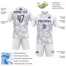 Load image into Gallery viewer, Custom White Navy Curve Lines Sublimation Volleyball Uniform Jersey
