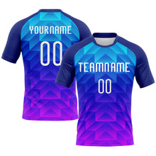 Load image into Gallery viewer, Custom Royal White-Pink Geometric Shape Sublimation Volleyball Uniform Jersey
