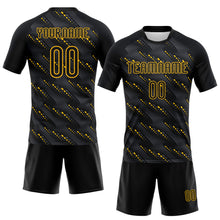 Load image into Gallery viewer, Custom Black Gold Geometric Shape Sublimation Volleyball Uniform Jersey
