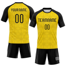 Load image into Gallery viewer, Custom Gold Black-White Geometric Shape Sublimation Volleyball Uniform Jersey
