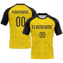 Load image into Gallery viewer, Custom Gold Black-White Geometric Shape Sublimation Volleyball Uniform Jersey
