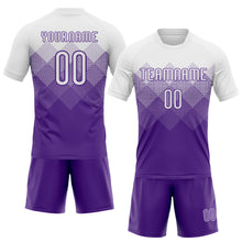 Load image into Gallery viewer, Custom Purple White Geometric Shape Sublimation Volleyball Uniform Jersey
