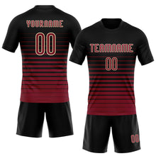 Load image into Gallery viewer, Custom Black Maroon-Cream Pinstripe Fade Fashion Sublimation Volleyball Uniform Jersey
